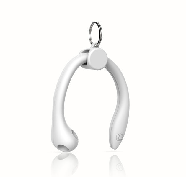White AirPod Pro Ear hook accessory with storage keychain